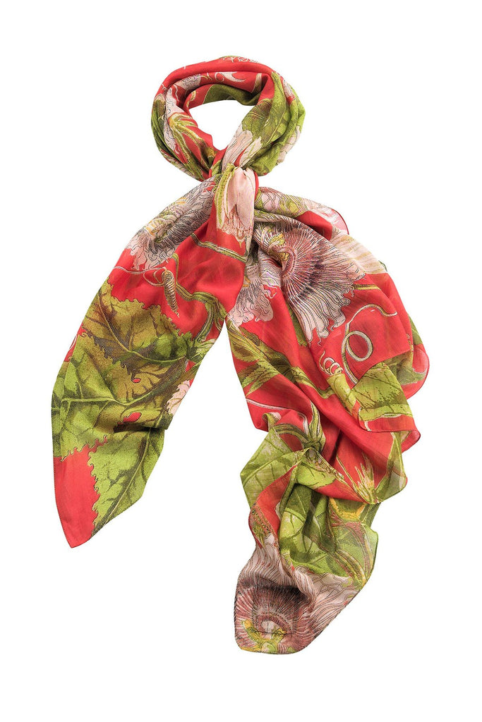 Scarf Kew Passion Flower Scarlet Red