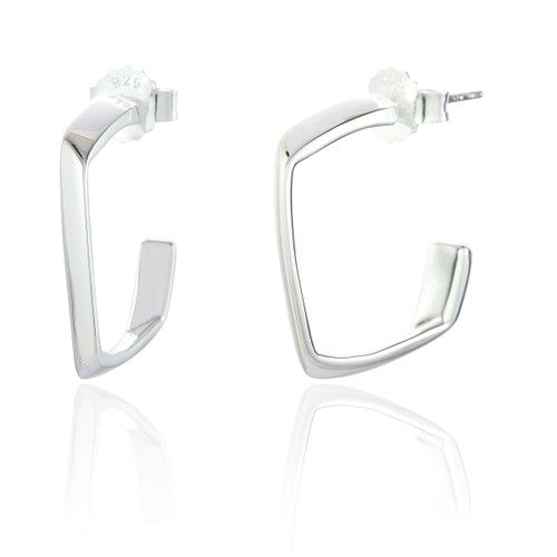 Lise Square Hoop Earrings - Silver