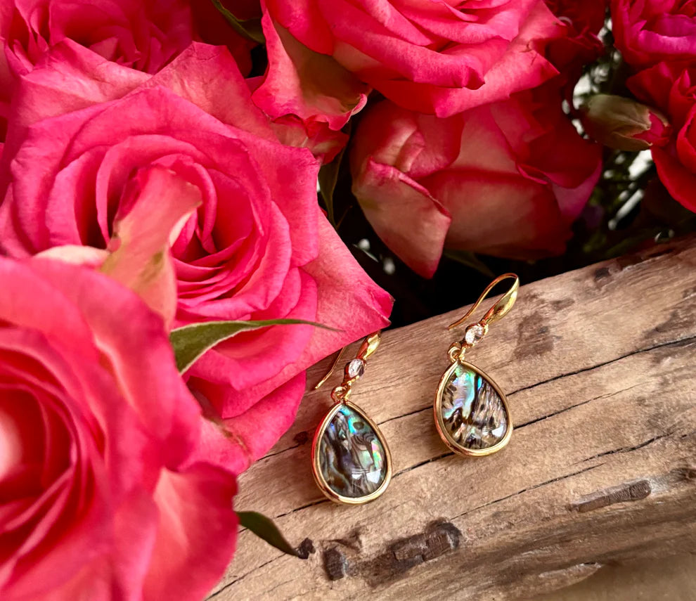 14ct Gold Plated Abalone Drop Earrings