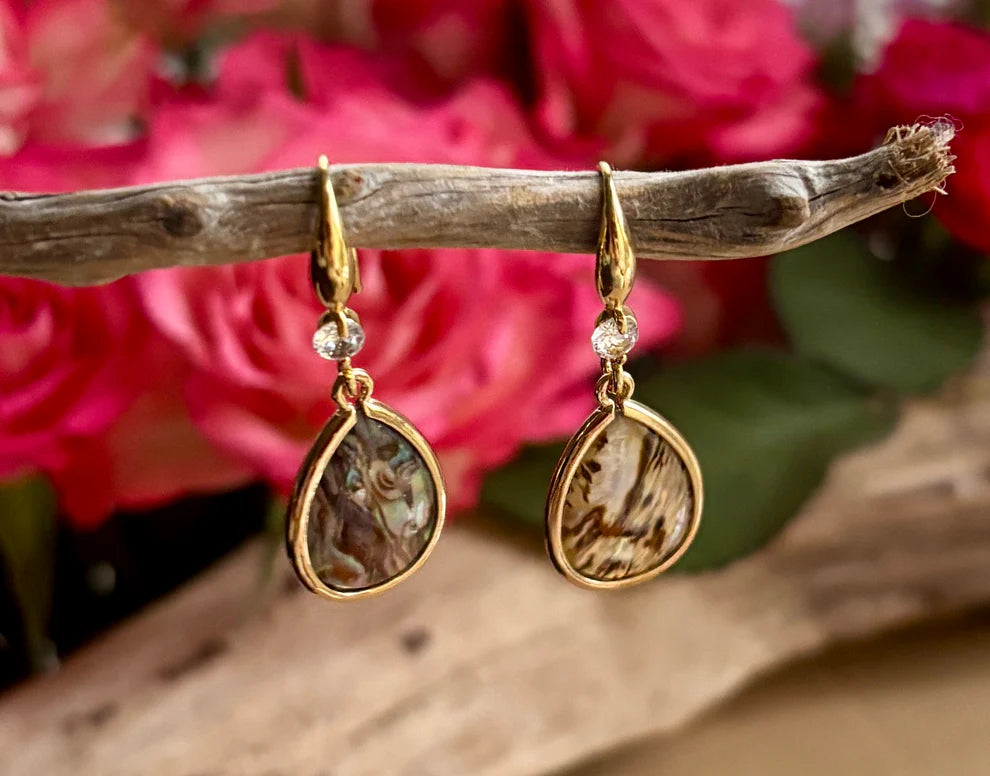 14ct Gold Plated Abalone Drop Earrings
