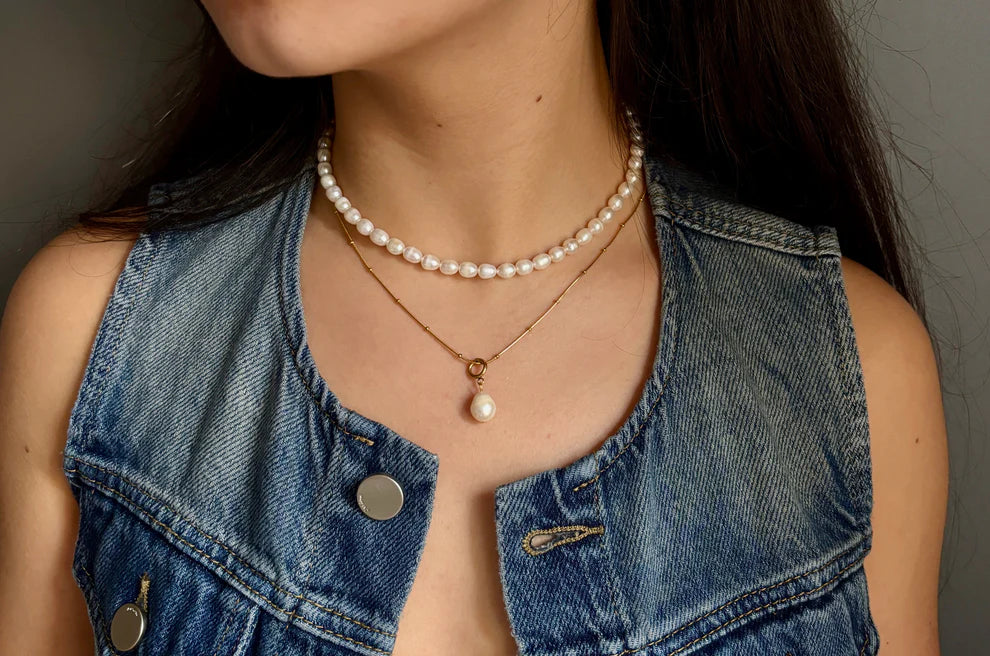 18ct Gold Plated Single Pearl Necklace