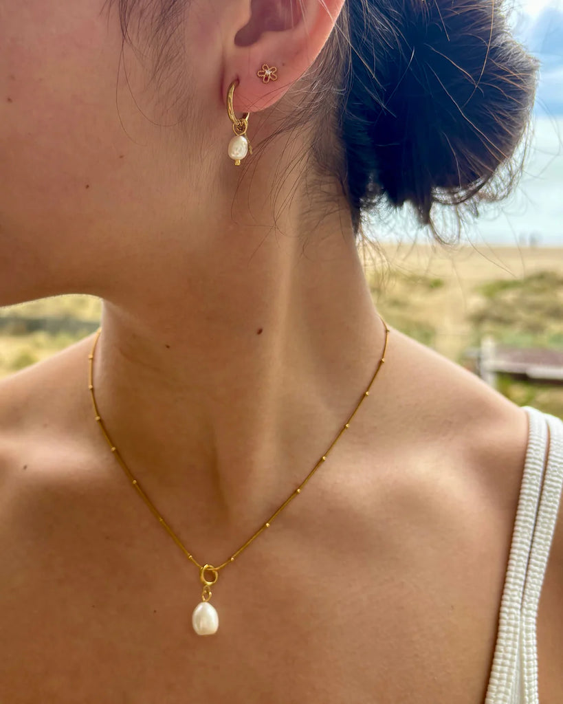 18ct Gold Plated Single Pearl Necklace