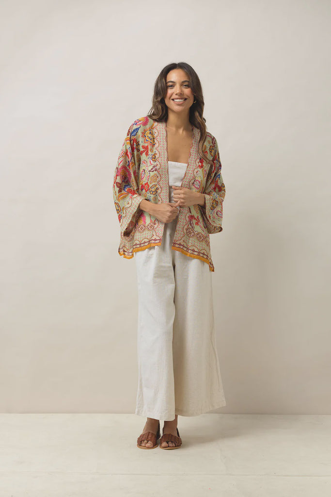 100 Kimono Indian Flower Taupe