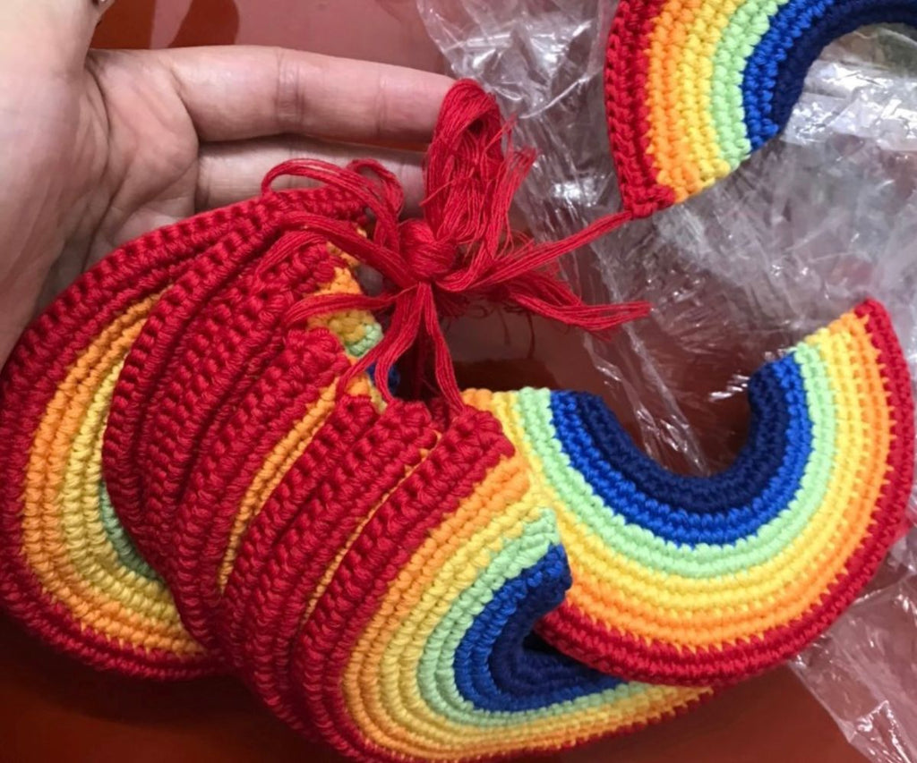 Crochet Pastel Rainbow Plush Baby Toy New
