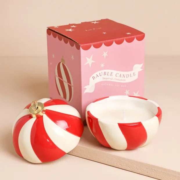 Candy Cane Stripe Canamon Bauble Candle