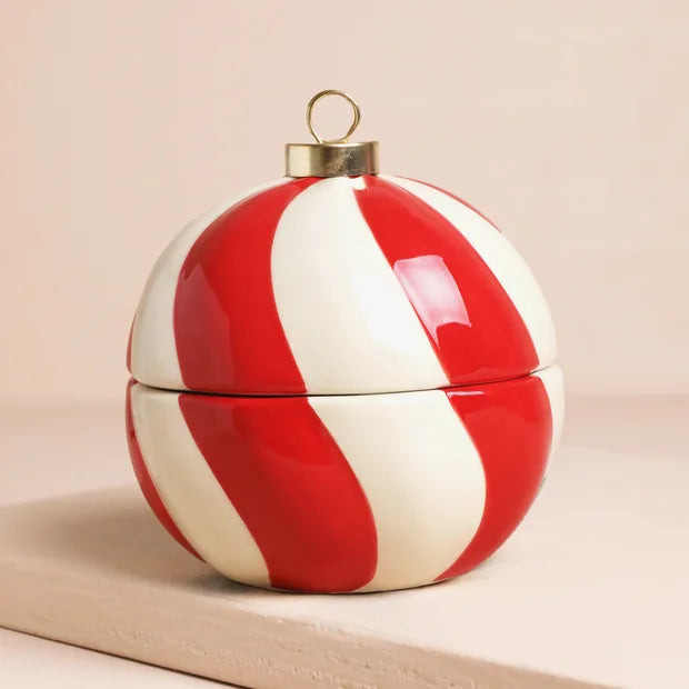 Candy Cane Stripe Canamon Bauble Candle