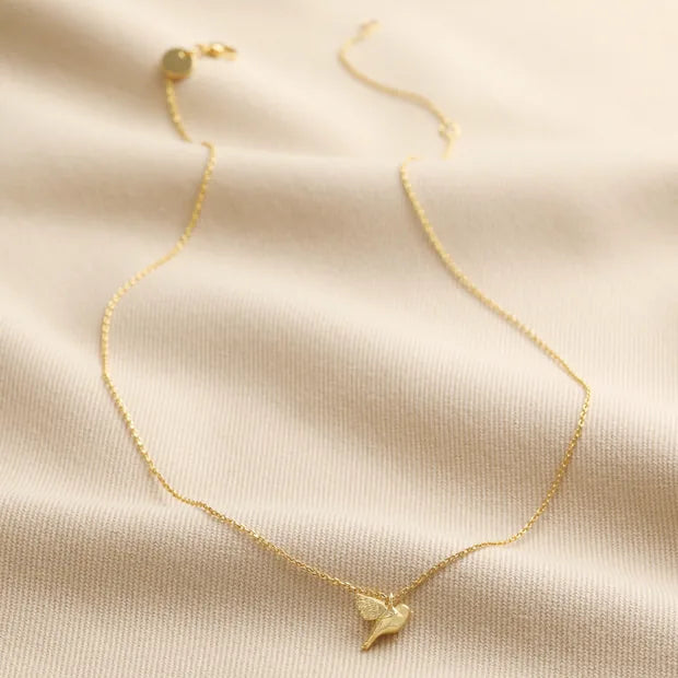 Delicate Bird Pendant Necklace in Gold
