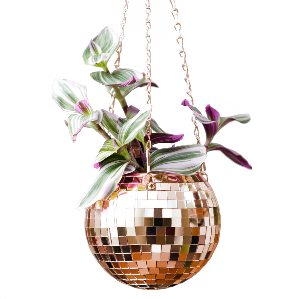 Disco Ball Hanging Planter - Rose Gold (6in)