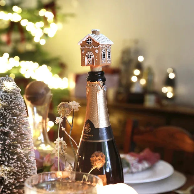 Gingerbread House Cork Bottle Stopper