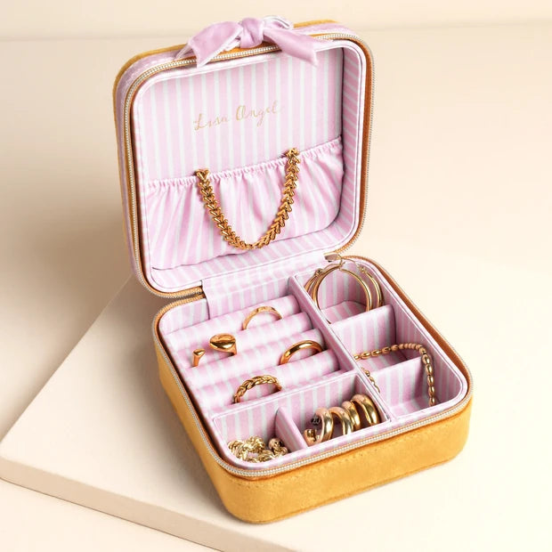 Pink Bow Mustard Square Jewellery Case