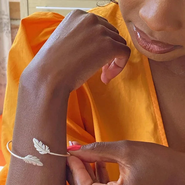 Silver Feather Bangle