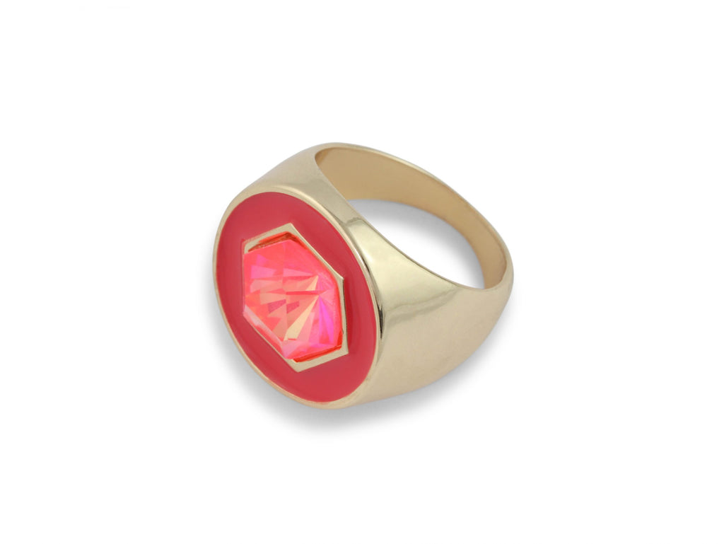 Hexagon Ring Red/Pink