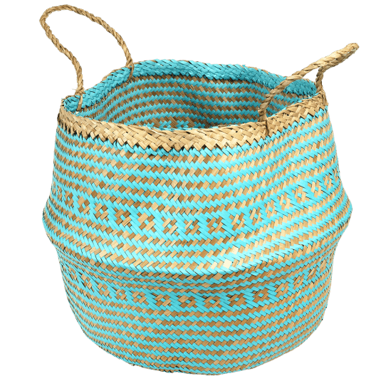 Rex Lrg Turquoise Seagrass Basket