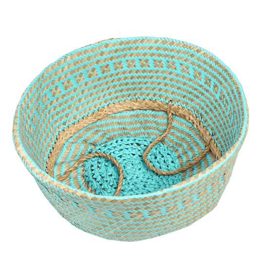 Rex Lrg Turquoise Seagrass Basket