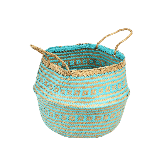 Rex Sml Turquoise Seagrass Basket