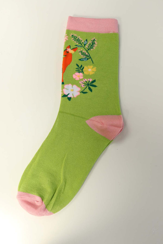 Green Women's Deer and Garland Socks