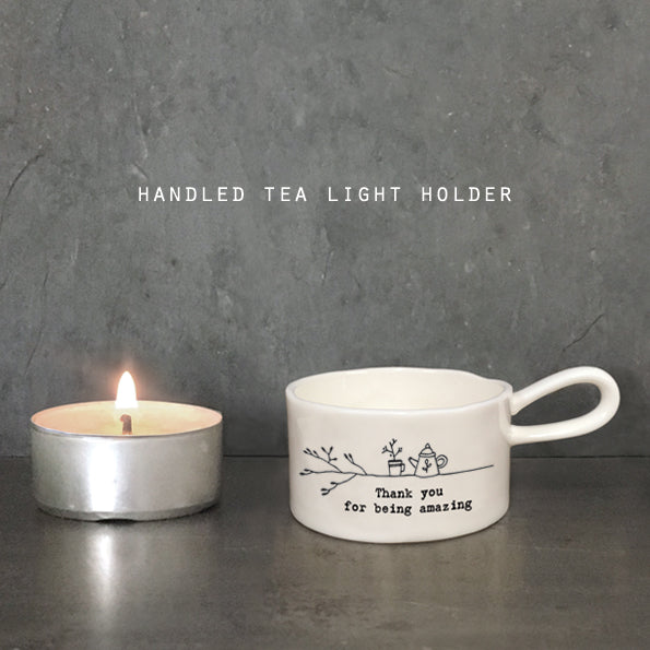 Handled Tea Light Holder - Thank You