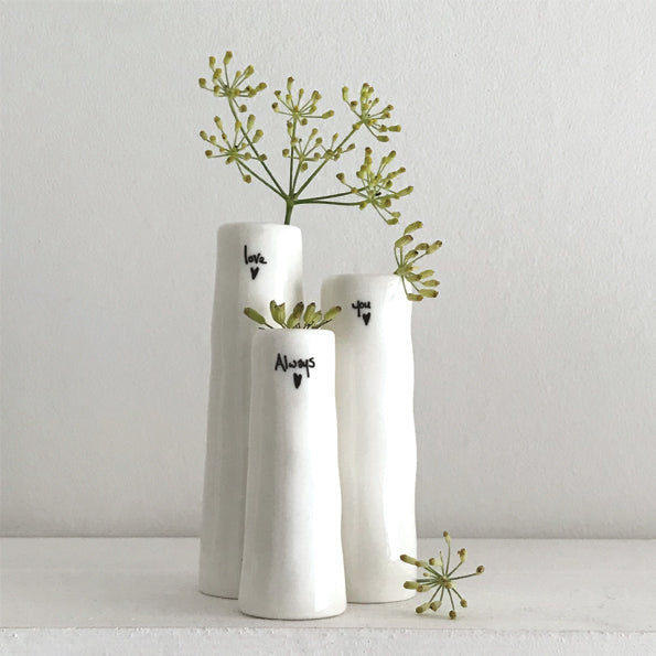 Trio of bud vases-Love you always