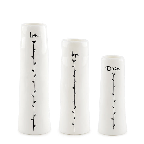 Trio of Bud Vases - Love, hope, dream
