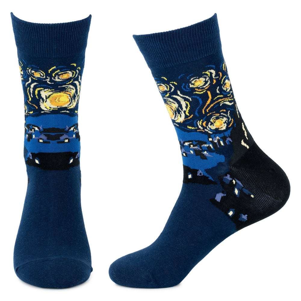 Mens Socks Van Gogh Starry Night Made With Cotton & Spandex