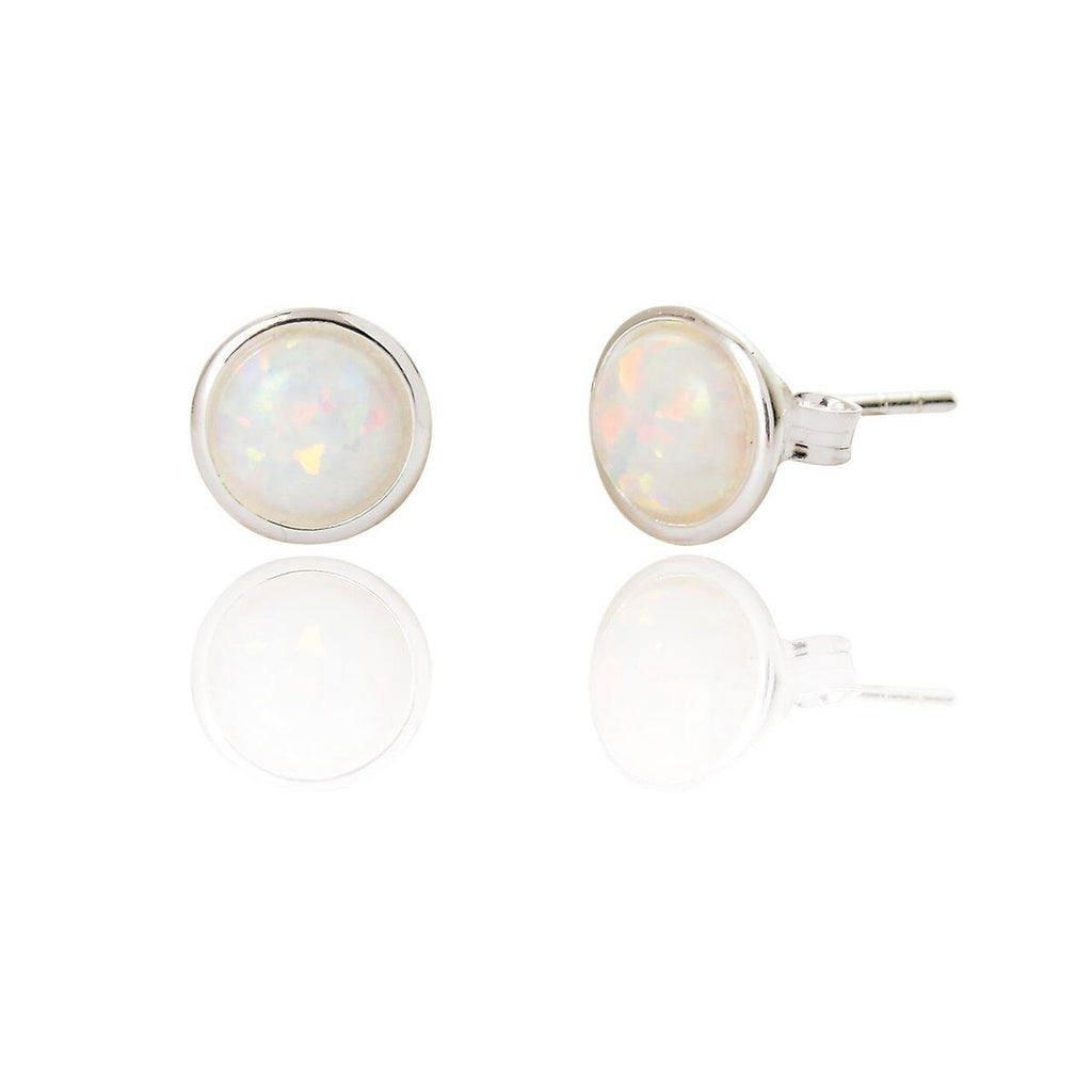 Jemima Stud Earrings Faux White Opal