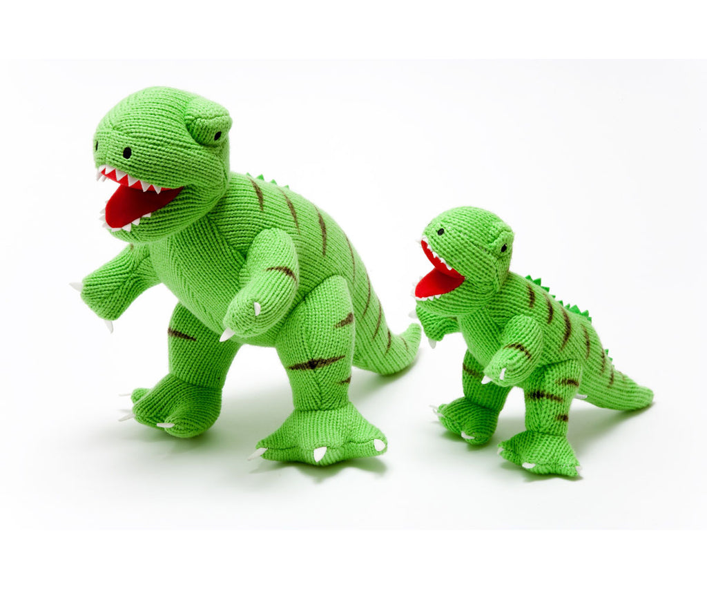 Dinosaur Soft Toy, Knitted Green T Rex Large