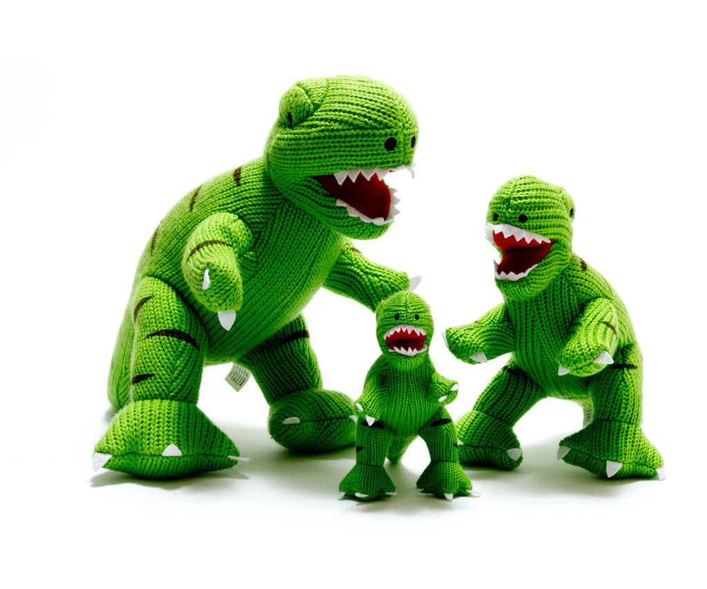Dinosaur Soft Toy, Knitted Green T Rex Large
