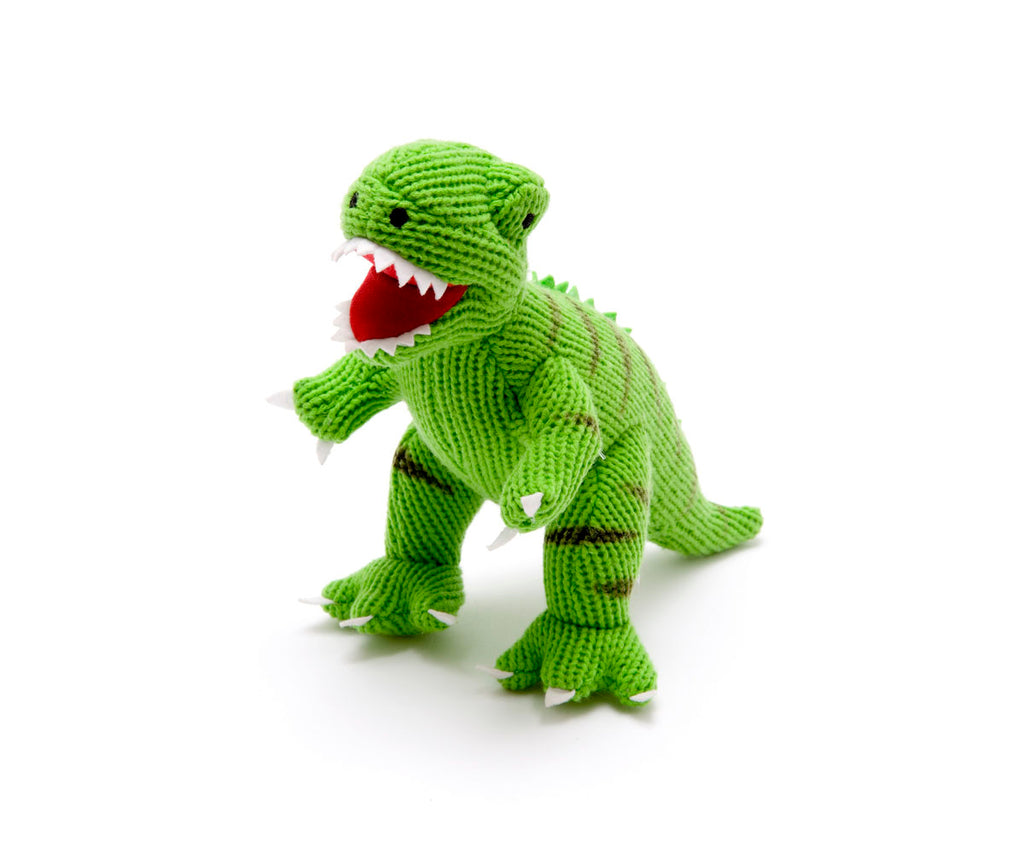 Dinosaur Soft Toy, Knitted Green T Rex MEDIUM