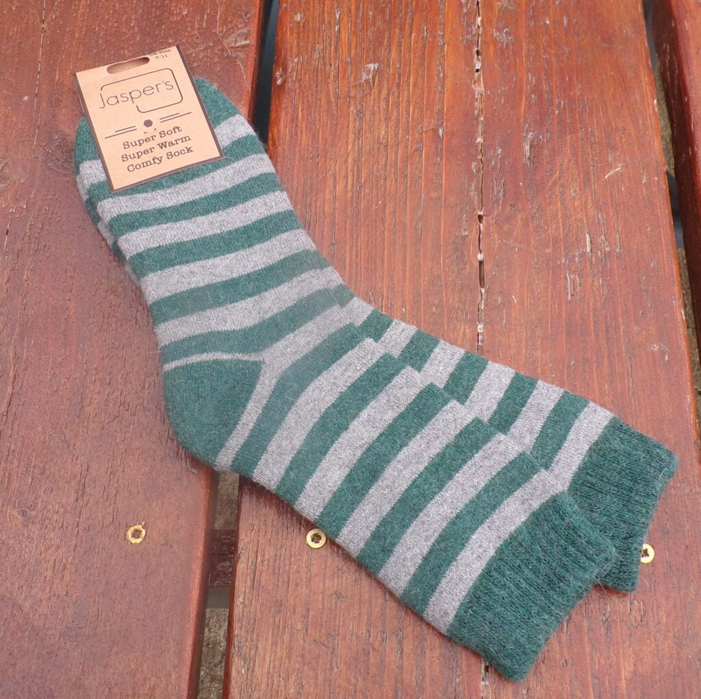 Super Soft Socks with Two Coloured Stripe Green