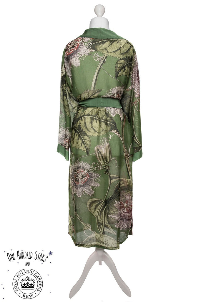 One Hundred Stars & Kew Passion Flower Dressing Gown Green