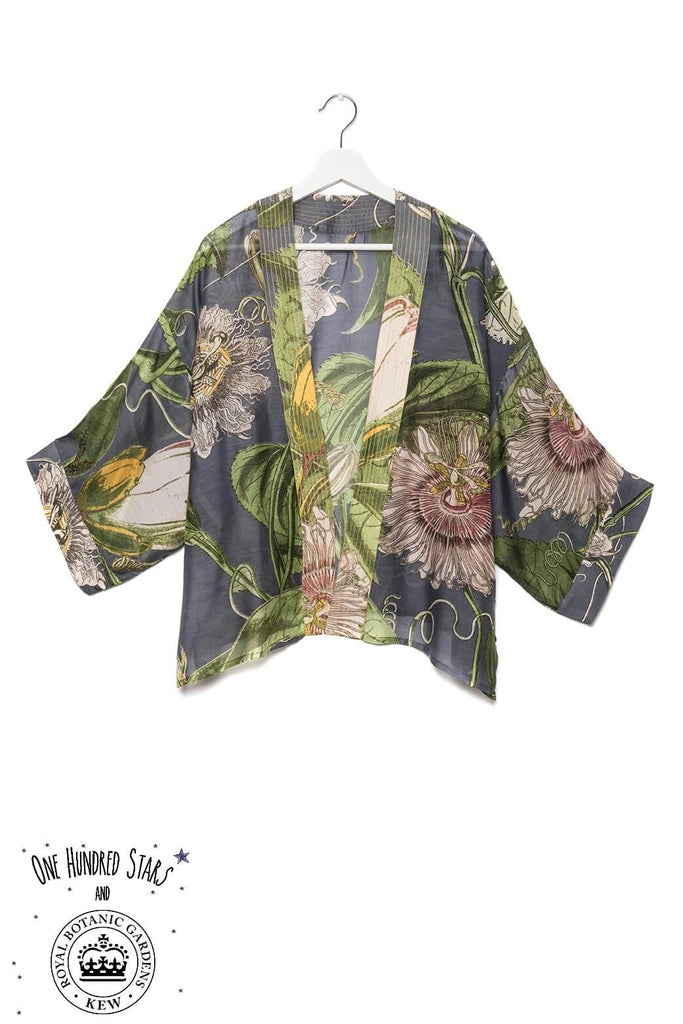 One Hundred Stars & Kew Passion Flower Kimono Grey