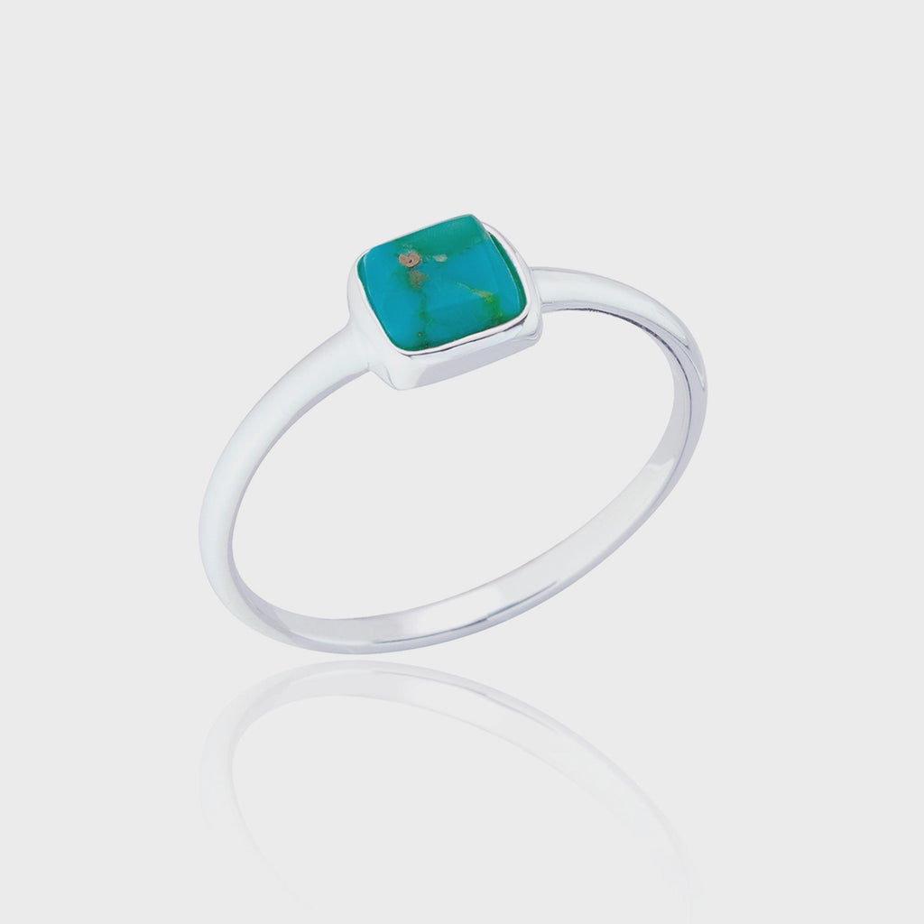 Liga Small Square Turquoise Ring - Silver