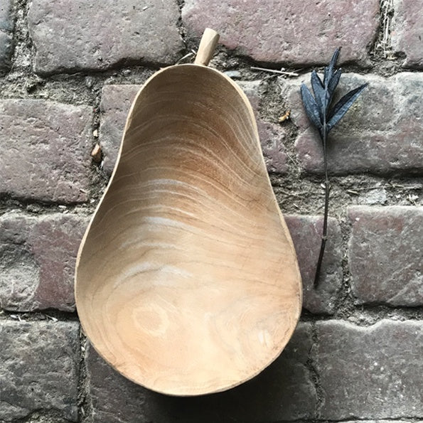 Wooden Pear  bowl Natural