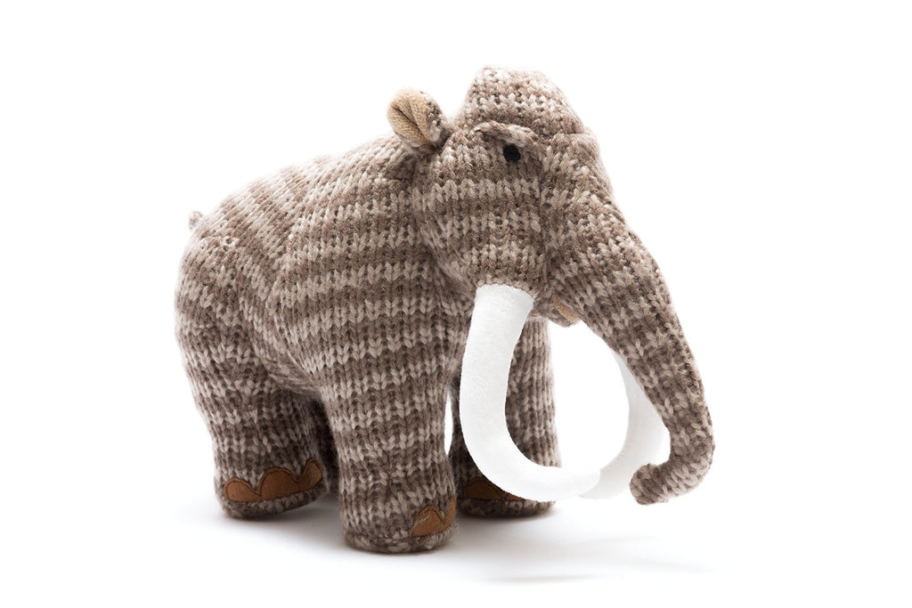 Knitted Dinosaur Soft Toy, Stripe Woolly Mammoth Medium