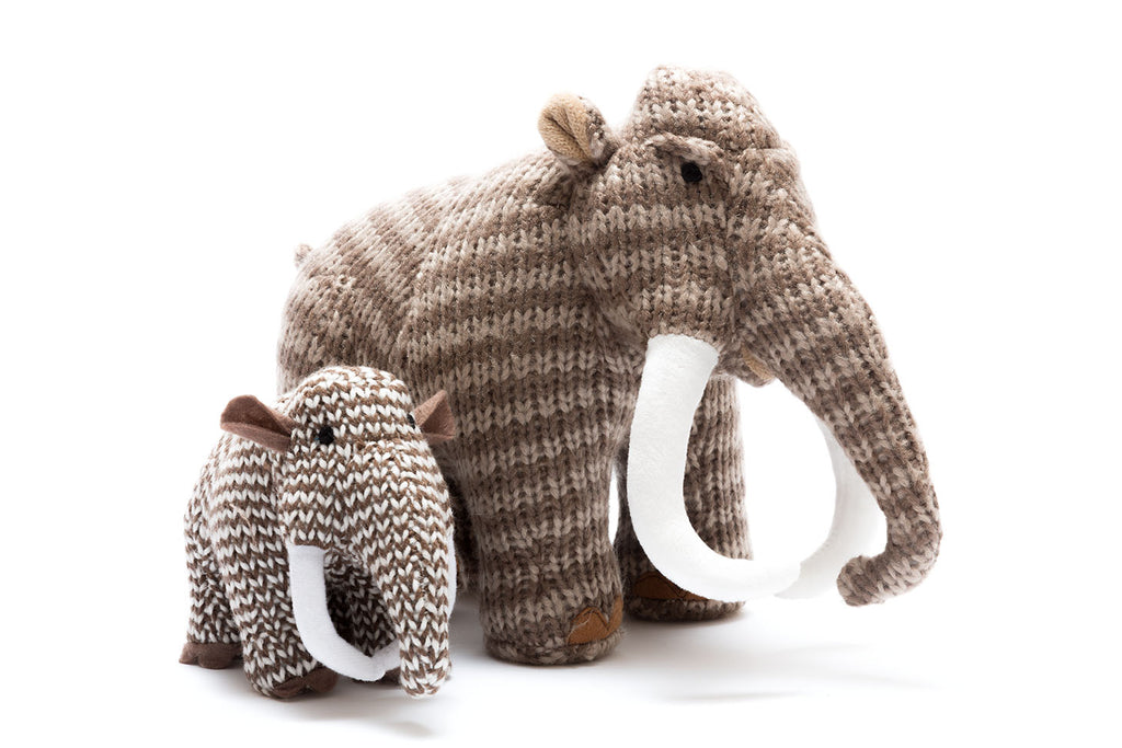 Knitted Dinosaur Soft Toy, Stripe Woolly Mammoth Medium