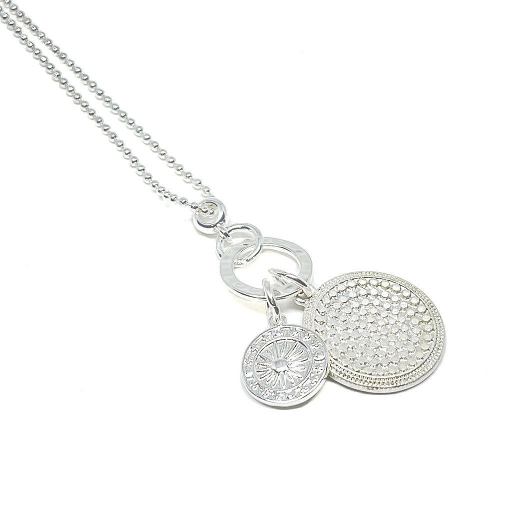 Petra Disc Charm Necklace - Silver
